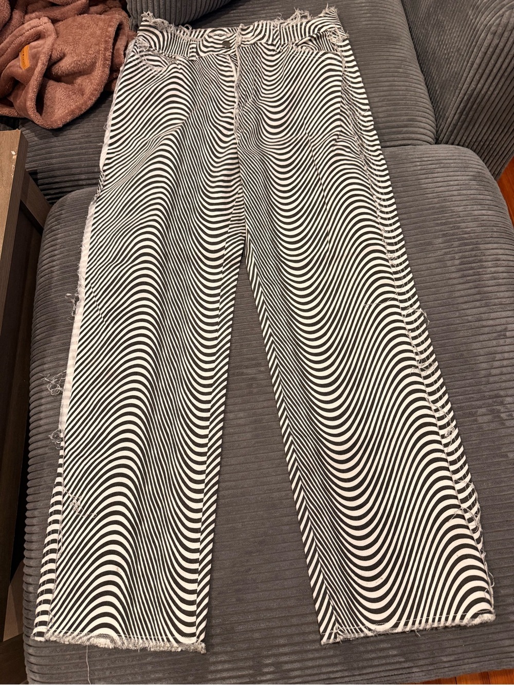 SHEIN Black and White Striped Wide-Leg Pants